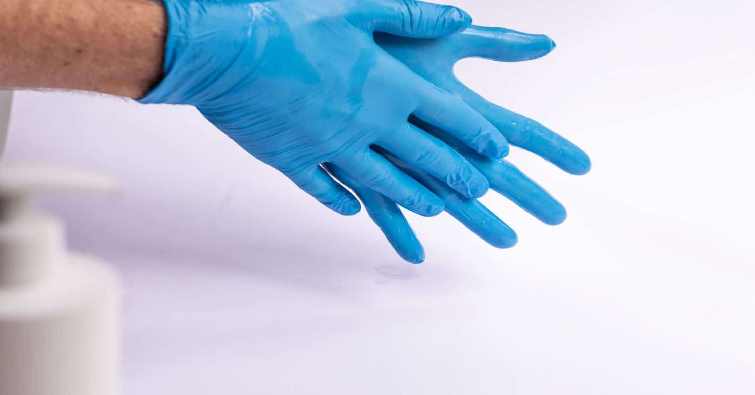 Blue medical gloves