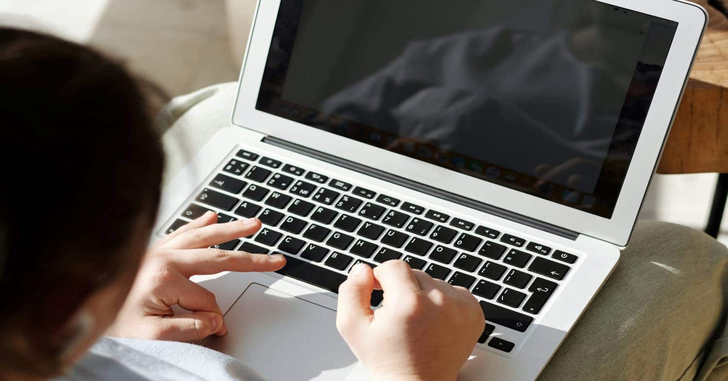Woman working on laptop